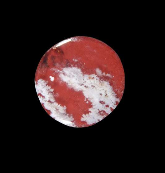 Red Tinted Stinking Water Plume Agate Doublet Cabochon